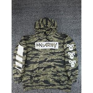HK Army Tiger Stripe Camo Hoodie Mens 2XL Green Paintball Streetwear Sweatshirt